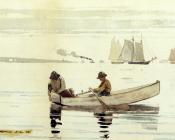 温斯洛荷默 - Boys Fishing Gloucester Harbor